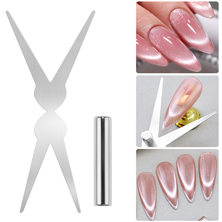 Nail Gel Polish Set - 2개입 캣아이 자석 세트 양면 가위형