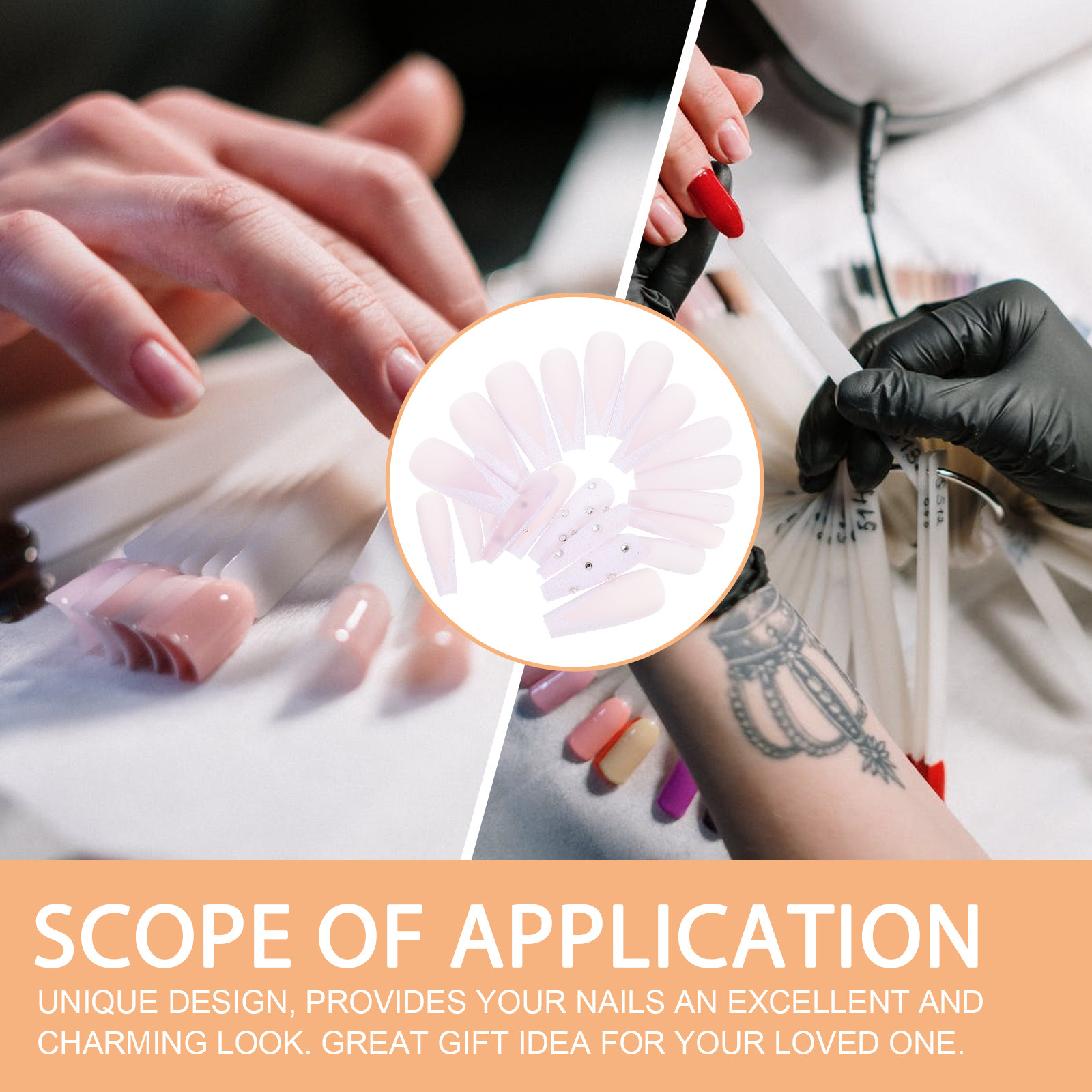 Nail Art France - 48개들이 풀 커버 인조 손톱, 긴