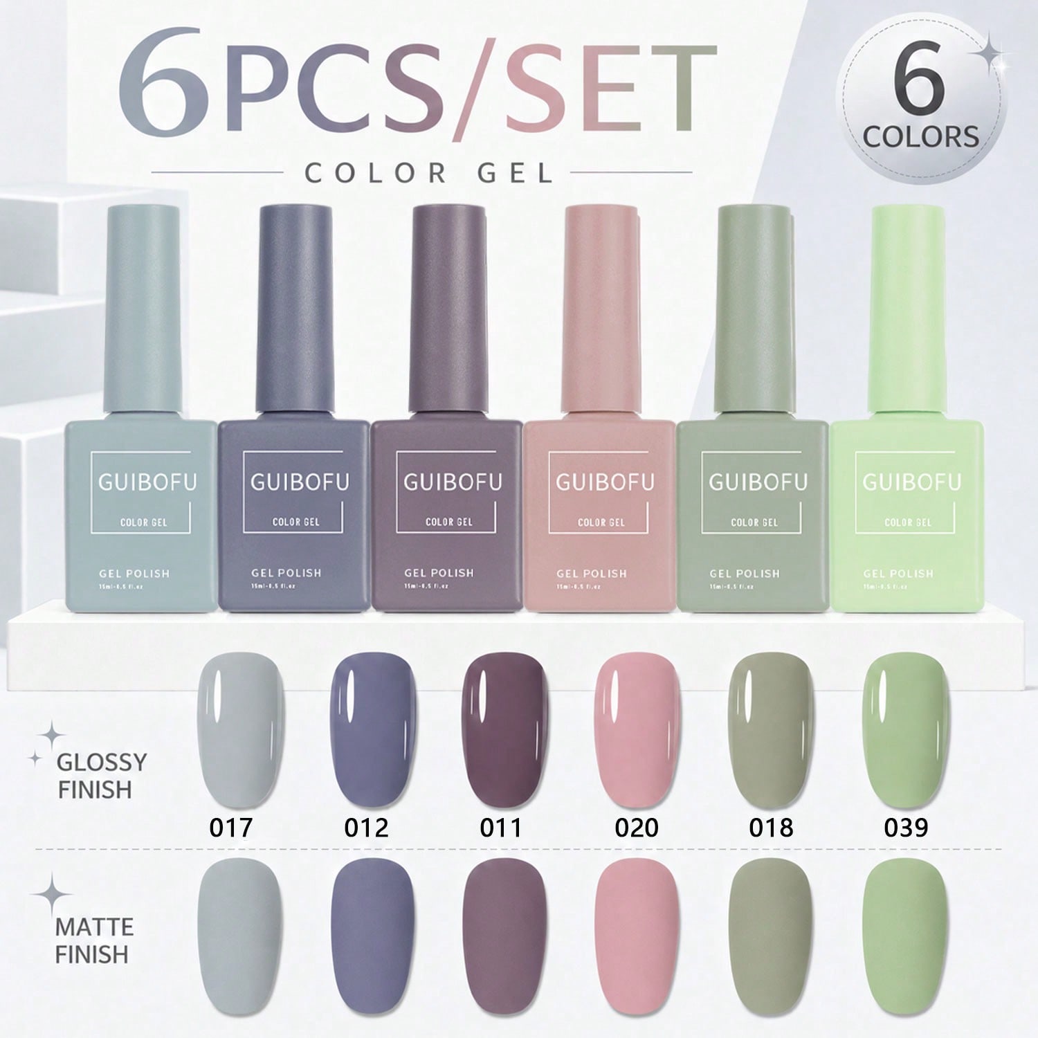 Nail Art Pink Soft - 6개입 15ml 젤 폴리시 세트, 쿨