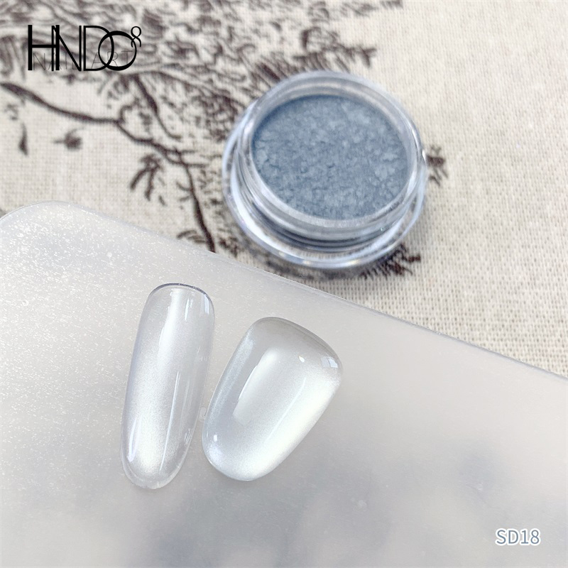 Dip Powder Nail - HNDO 새로운 실버 화이트 3D 고양이
