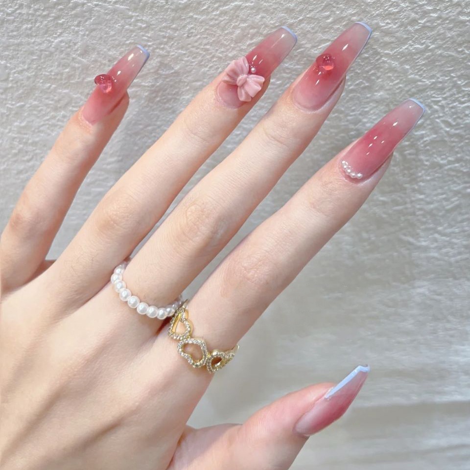 Nail Art France - 블러시 프랑스 T 롱 진주 나비