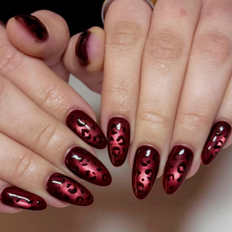 24개입, 장미빛 붉은색, 고양이 눈 모양의 인조 손톱 - Nail Art Zebra 리뷰 및 가격