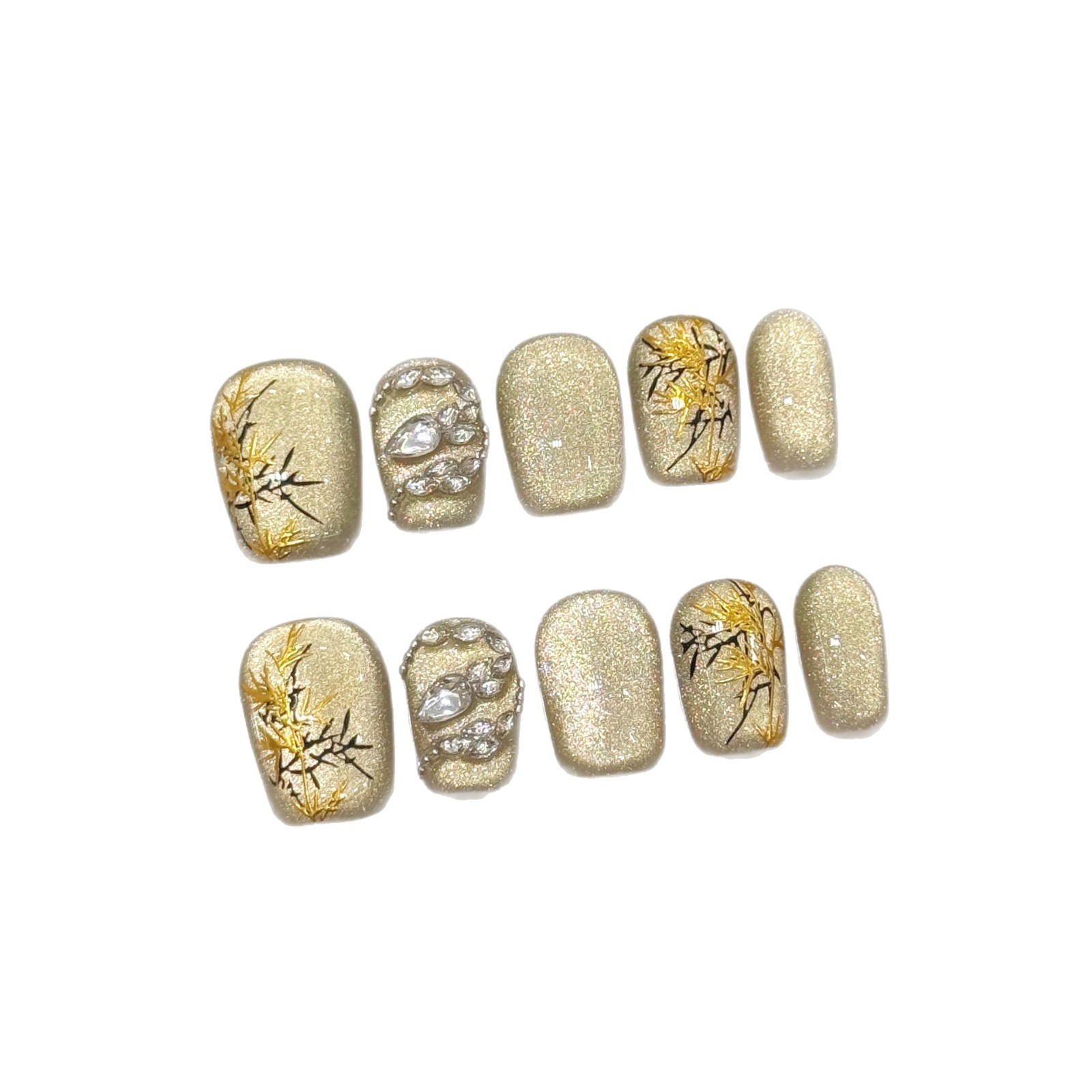 10개입 새로운 중국 스타일 수제 가짜 손톱 뱀 모양  - Nail Art Yellow 리뷰 및 가격