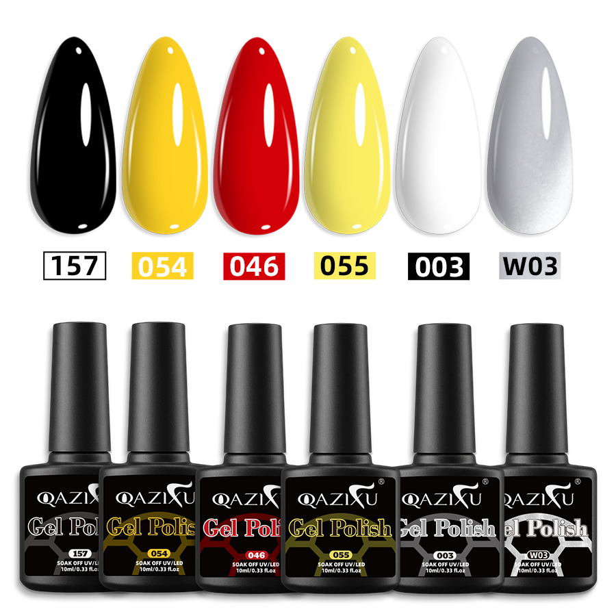 QAZIXU 1/6개 팀 컬러 젤 네일 폴리쉬 세트,  - Nail Art Yellow 리뷰 및 가격