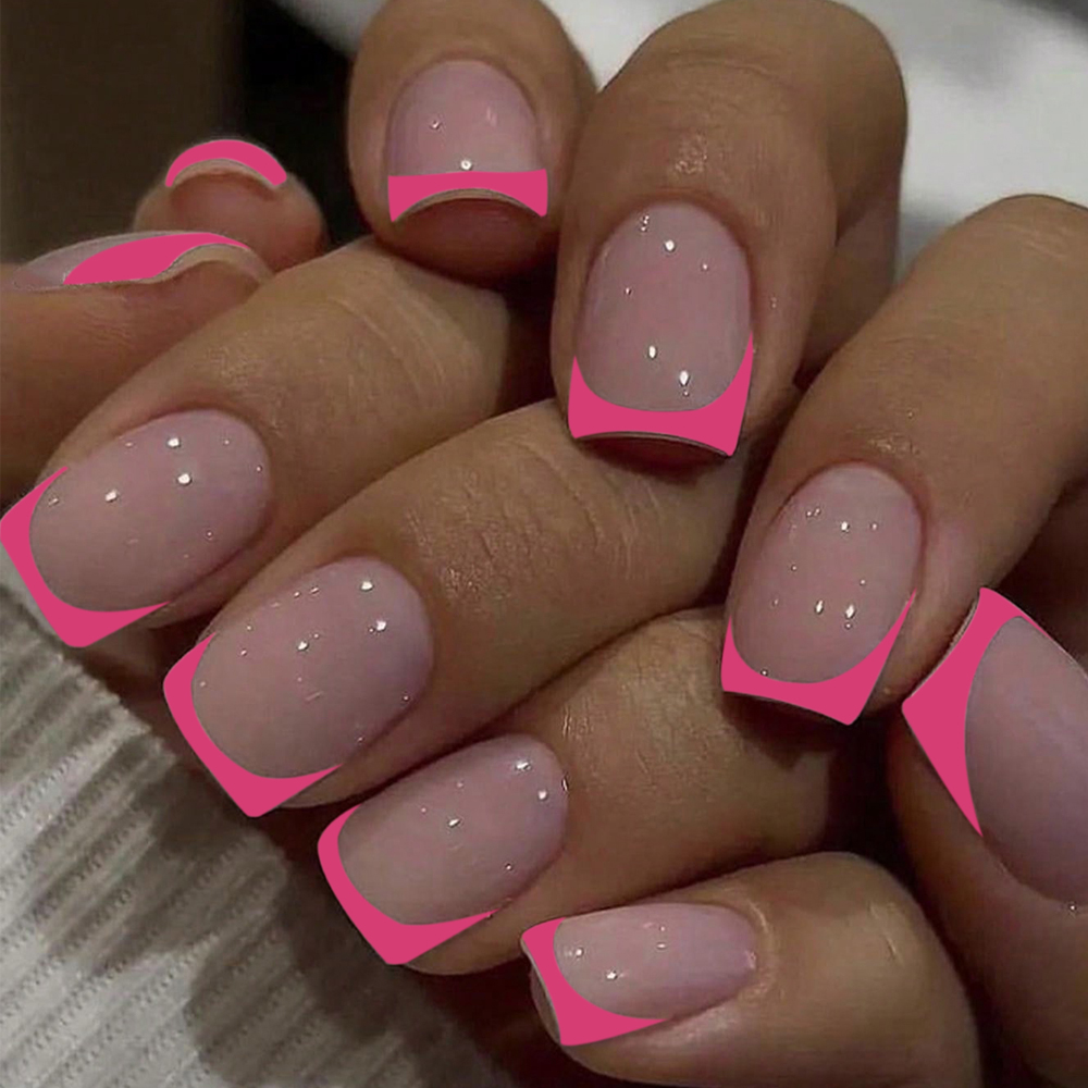 짧은 사각형 블랙 프랑스 풀 커버 가짜 네일 세트, 1 - Nail Art France 리뷰 및 가격