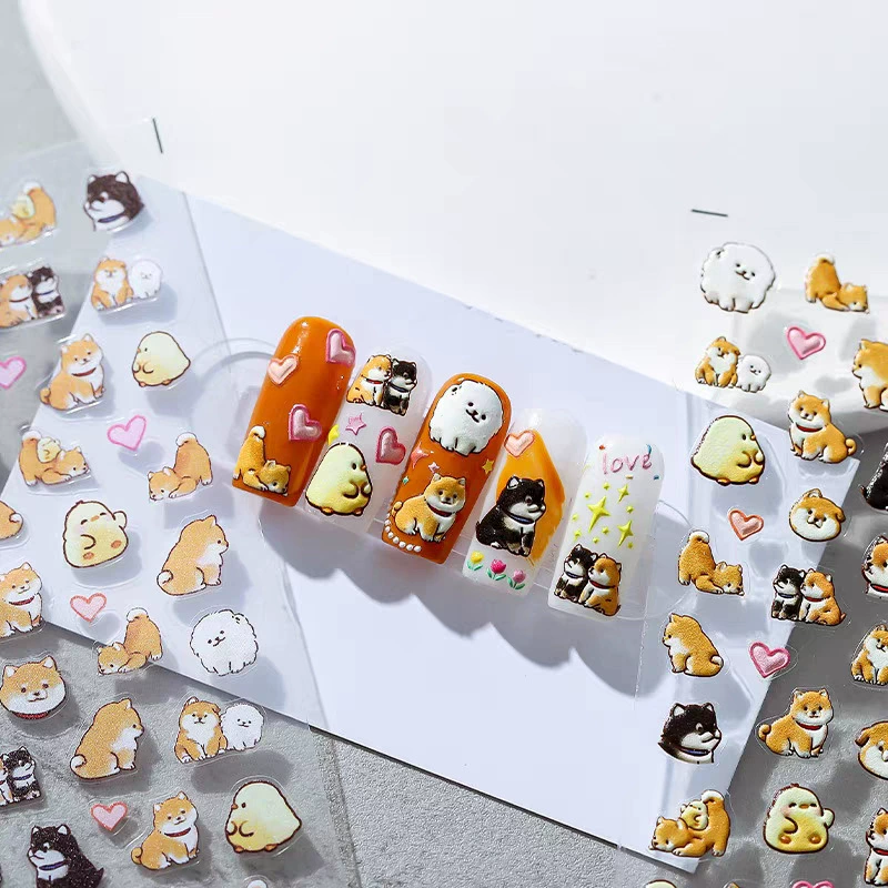귀여운 만화 노란 오리 & 강아지 3D 릴리프 스티커  - Nail Art Yellow 리뷰 및 가격