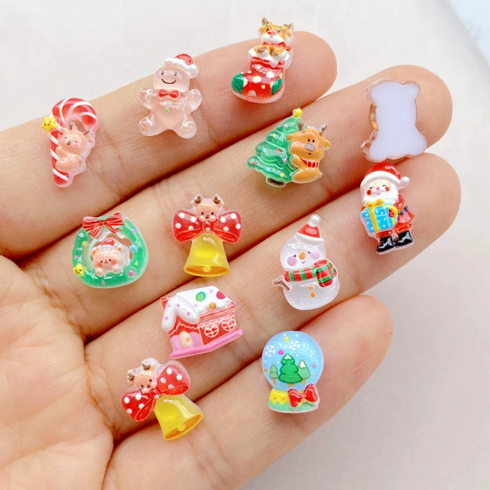 50pcs 수지 미니 만화 크리스마스 눈사람 나무 산타 - Nail Art Xmas 리뷰 및 가격