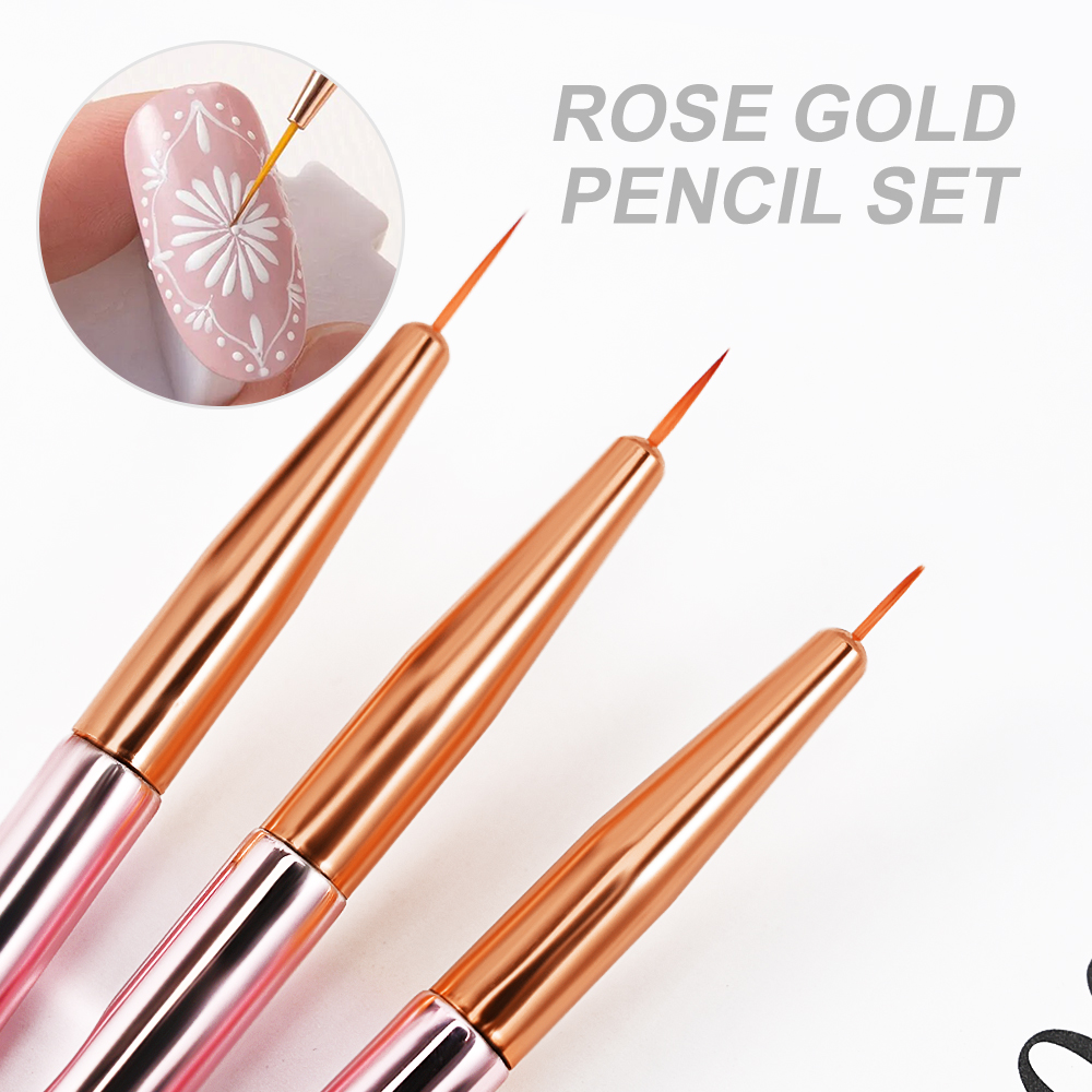 3/5개/세트 로즈 골드 네일 아트 라이너 브러쉬 세트 - Nail Art Gold 리뷰 및 가격