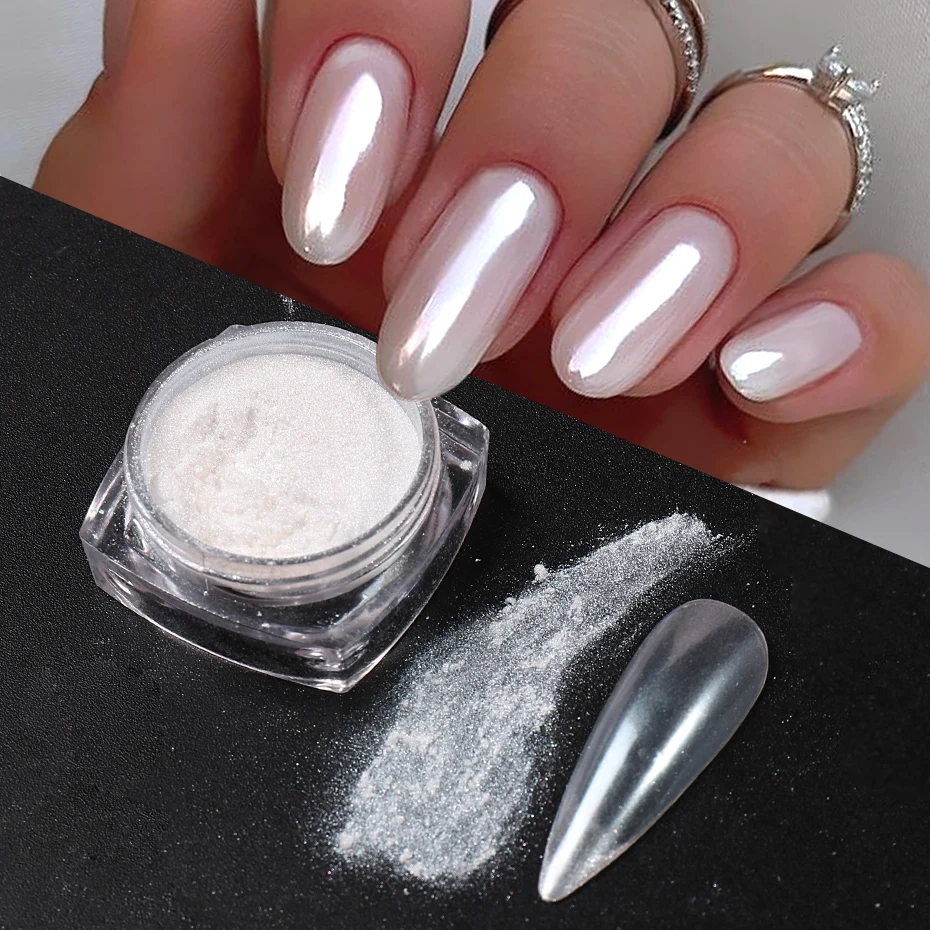 화이트 펄 미러 달빛 네일 파우더 크롬 안료 네일 글리 - Dip Powder Nail 리뷰 및 가격