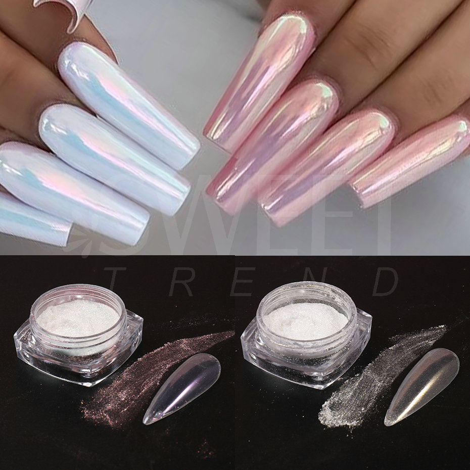 화이트 펄 미러 달빛 네일 파우더 크롬 안료 네일 글리 - Dip Powder Nail 리뷰 및 가격