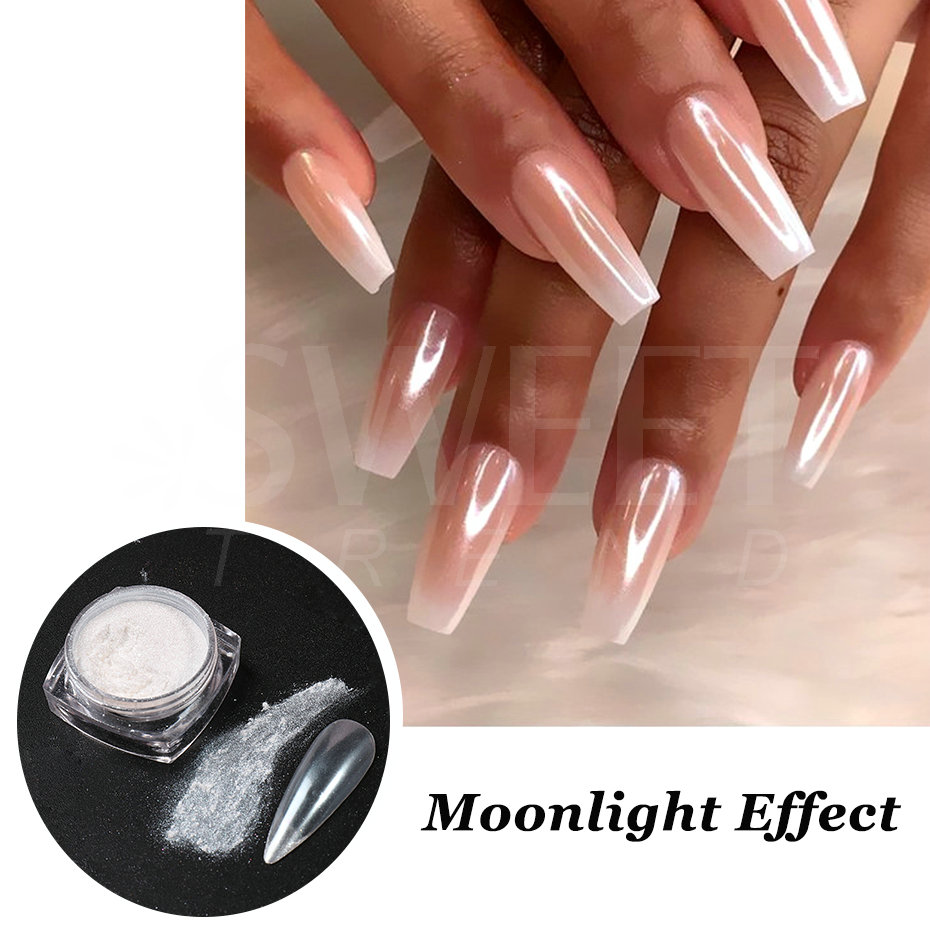화이트 펄 미러 달빛 네일 파우더 크롬 안료 네일 글리 - Dip Powder Nail 리뷰 및 가격