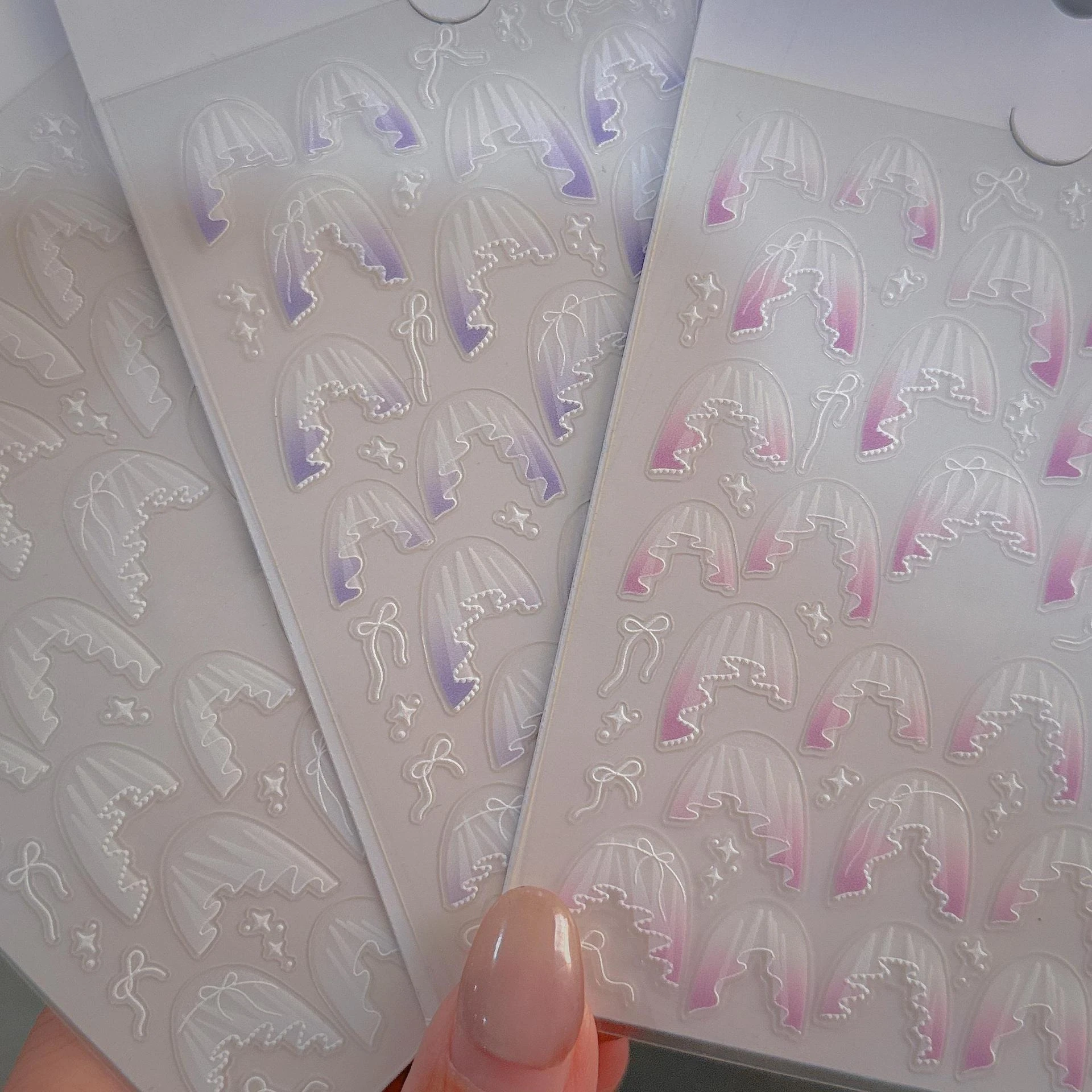 1세트 우아한 핑크 레이스 스커트 프렌치 네일 스티커  - Nail Art Pink Soft 리뷰 및 가격