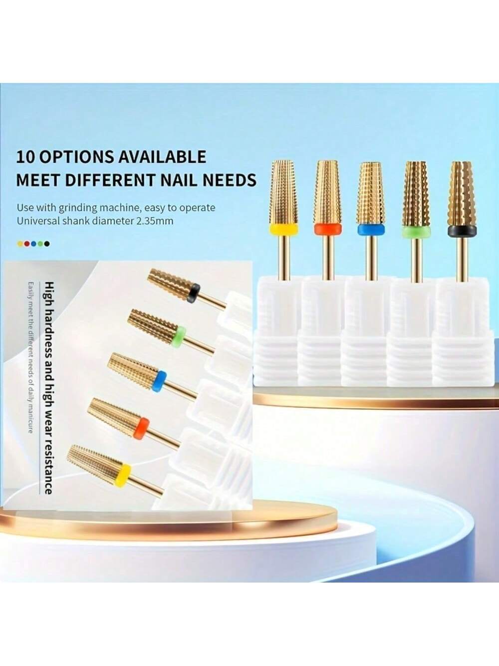 1/5개 텅스텐 스틸 네일 드릴 비트 세트 - 금도금  - Nail Art Gold 리뷰 및 가격