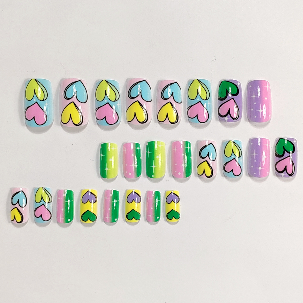발렌타인데이용 짧은 중간 길이의 그라데이션 퍼플 옐로우 - Nail Art Yellow 리뷰 및 가격
