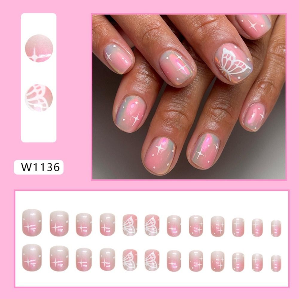 새로운 짧은 라운드 가짜 손톱 얼룩말 줄무늬 가짜 손톱 - Nail Art Zebra 리뷰 및 가격