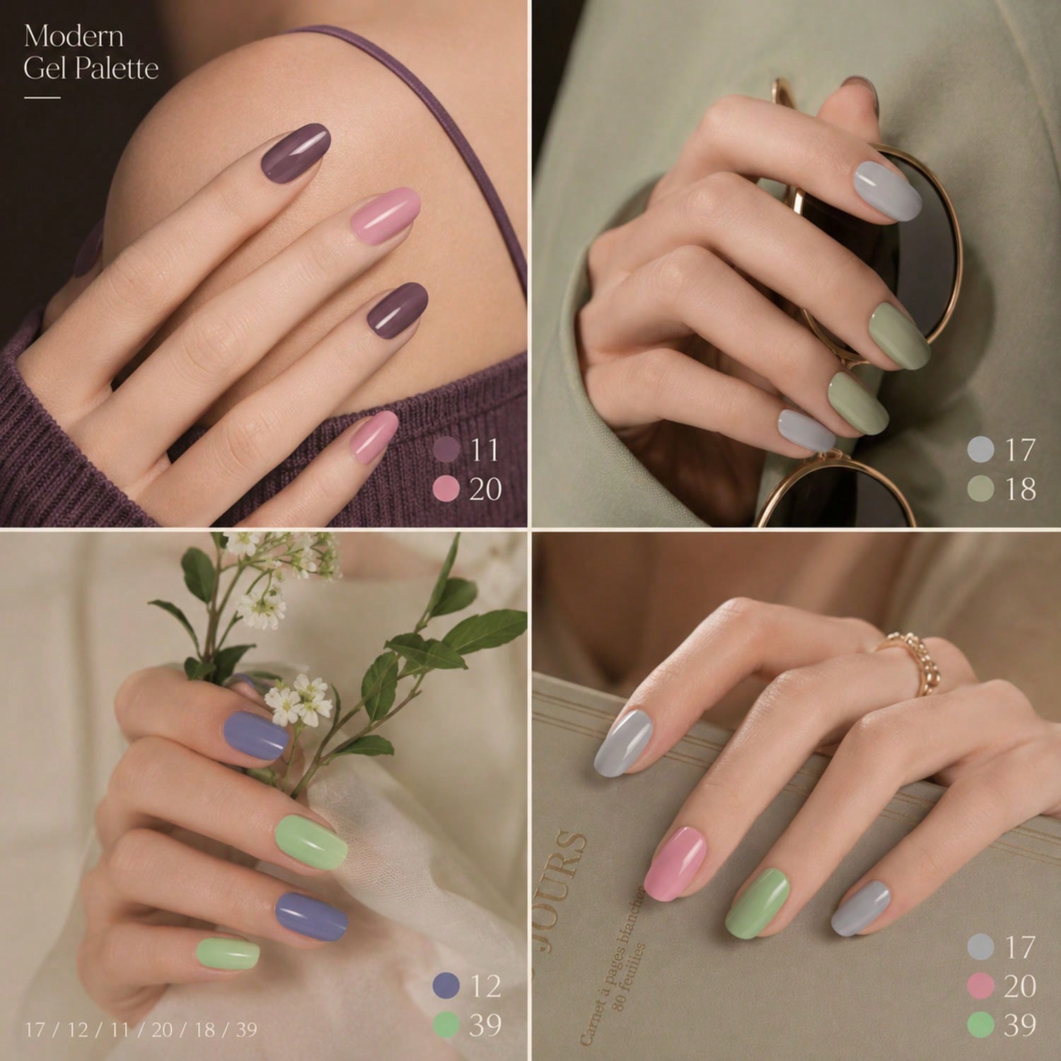 6개입 15ml 젤 폴리시 세트, 쿨 그레이, 더스티  - Nail Art Pink Soft 리뷰 및 가격