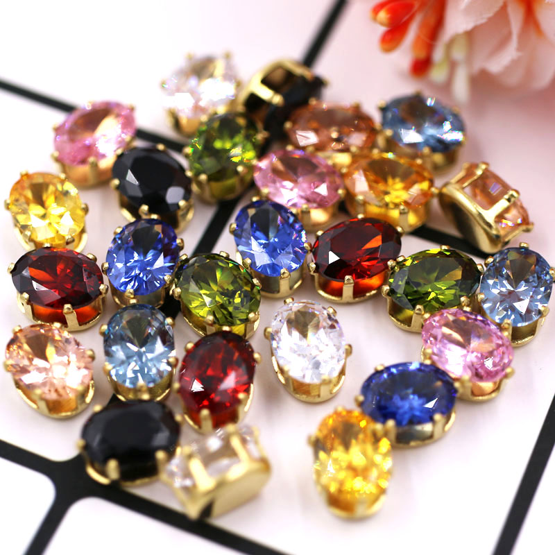 6X8mm 플랫백 골드 클로 세팅 라인스톤 타원형 지르 - Nail Art Gold 리뷰 및 가격