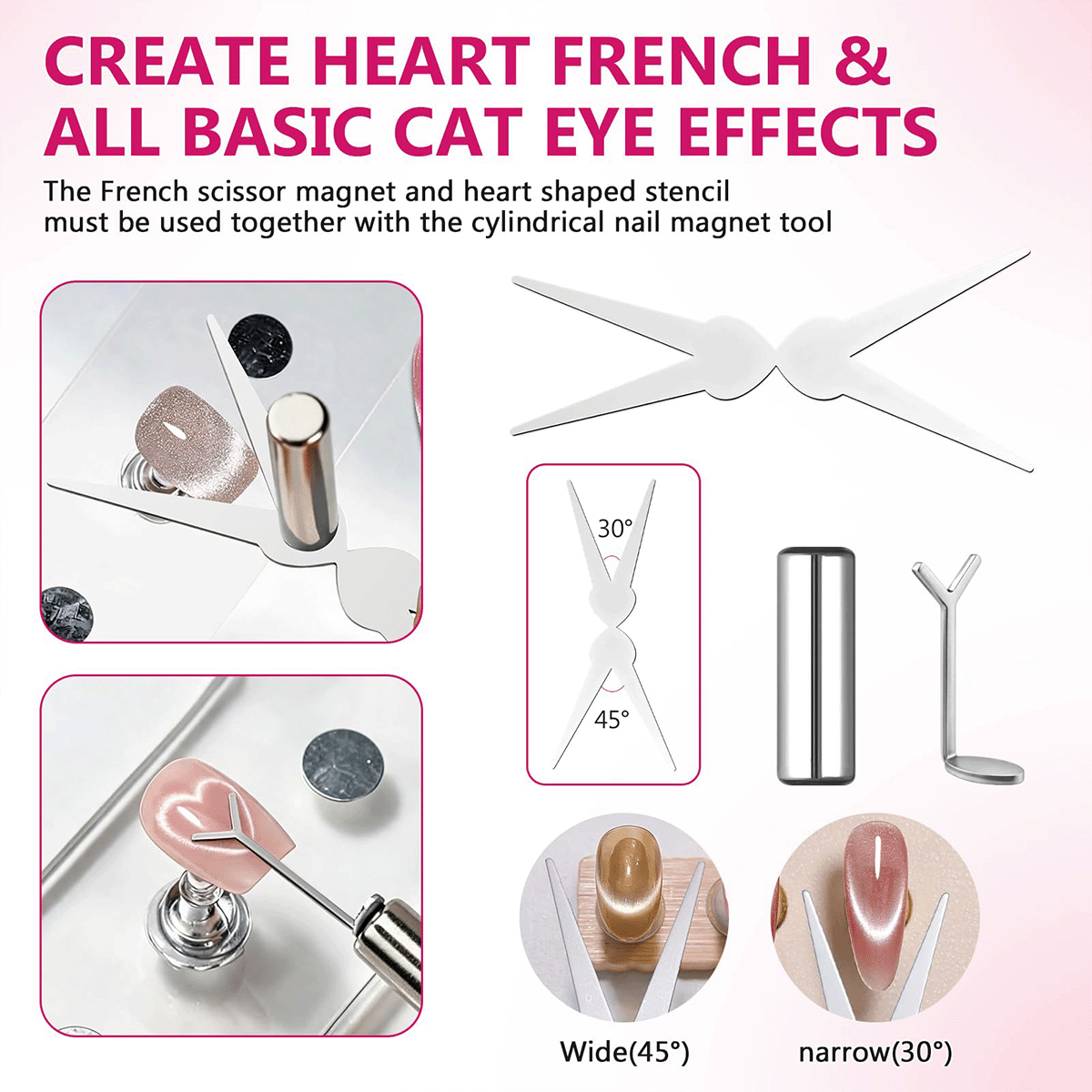 5개입 캣아이 네일 자석 세트, 하트 프렌치 팁 라인  - Nail Gel Polish Set 리뷰 및 가격