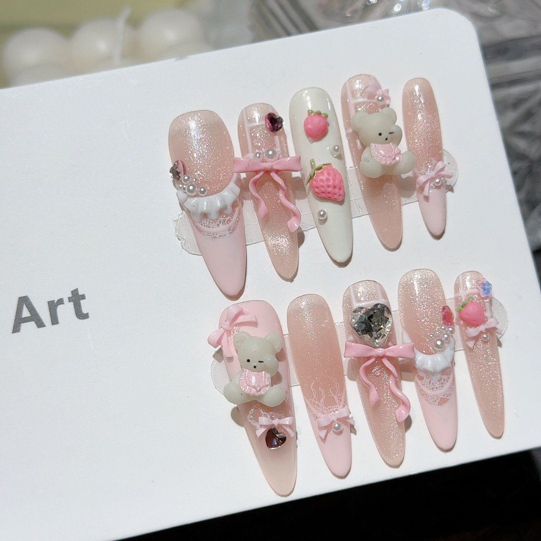10개 귀여운 곰 토끼 프레스온 네일 블루 옐로우 마카 - Nail Art Yellow 리뷰 및 가격