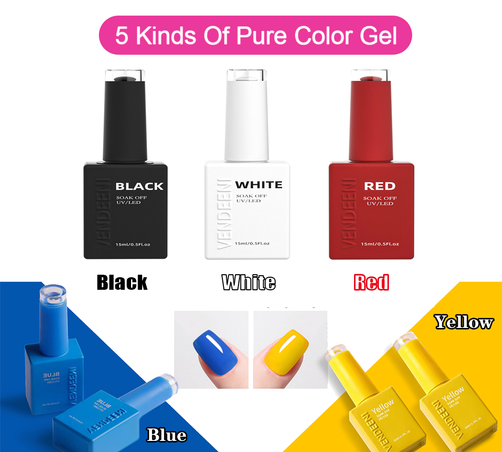 벤디니 15ml 블랙 화이트 레드 옐로우 블루 젤 네일 - Nail Art Yellow 리뷰 및 가격