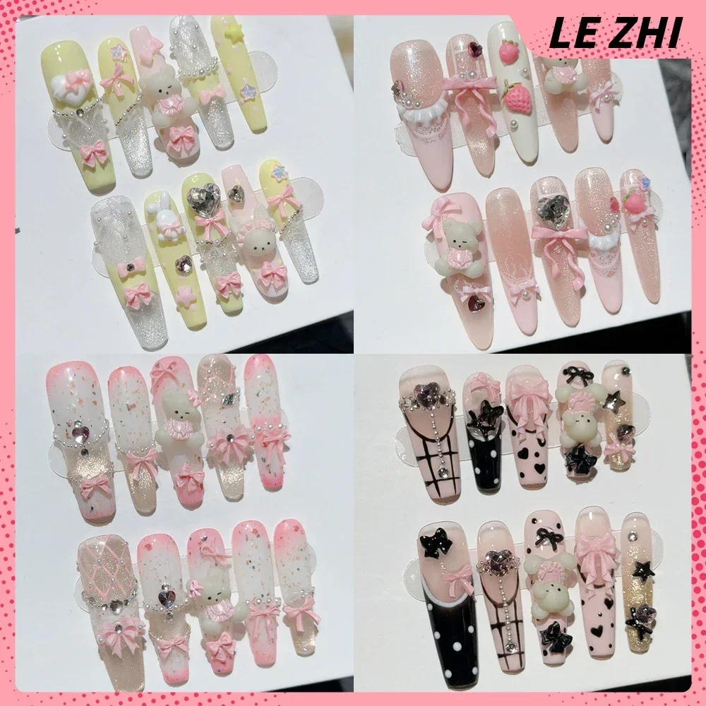 10Pcs 긴 관 스틸레토 리틀 베어 손톱에 귀여운 프 - Nail Art France 리뷰 및 가격