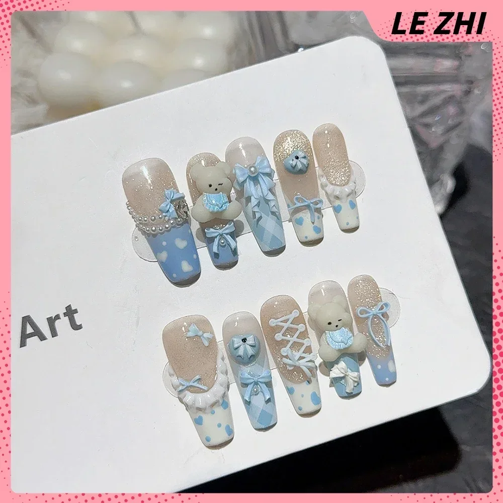 10Pcs 긴 관 스틸레토 리틀 베어 손톱에 귀여운 프 - Nail Art France 리뷰 및 가격