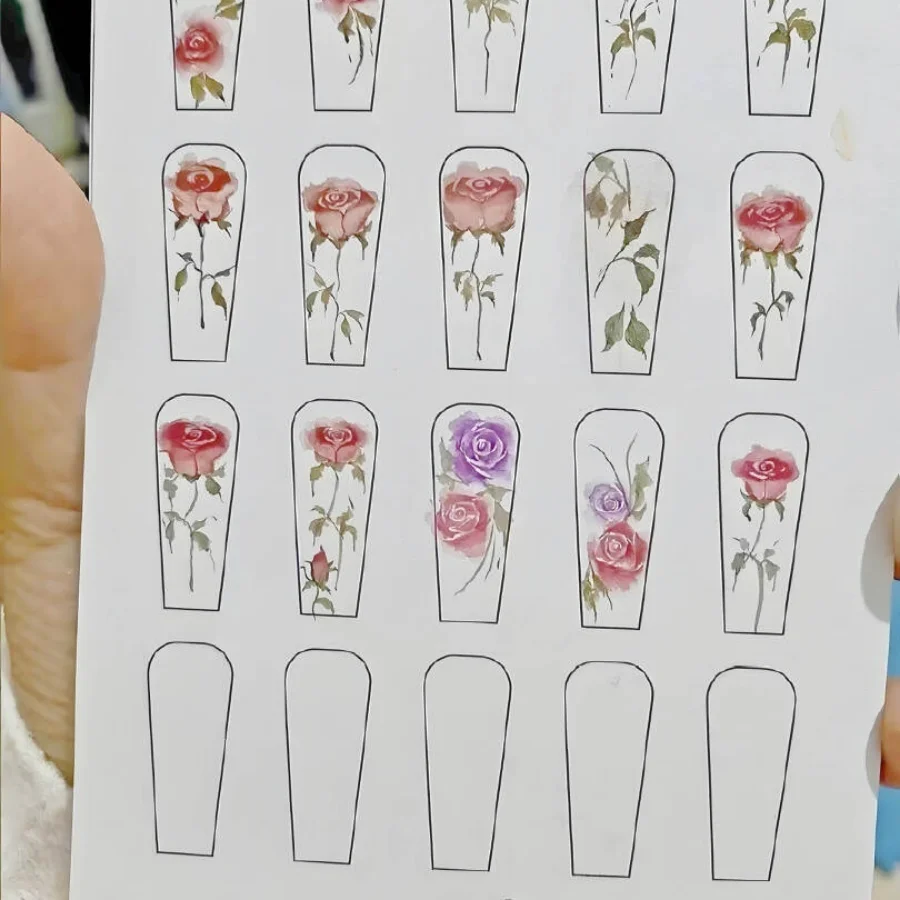 투명 프랑스 긴 짧은 네일 플라워 연습 용지, 양면 방 - Nail Art France 리뷰 및 가격