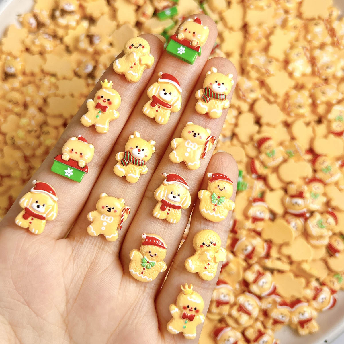 20개 귀여운 크리스마스 진저브레드맨 엘크 레진 네일  - Nail Art Xmas 리뷰 및 가격